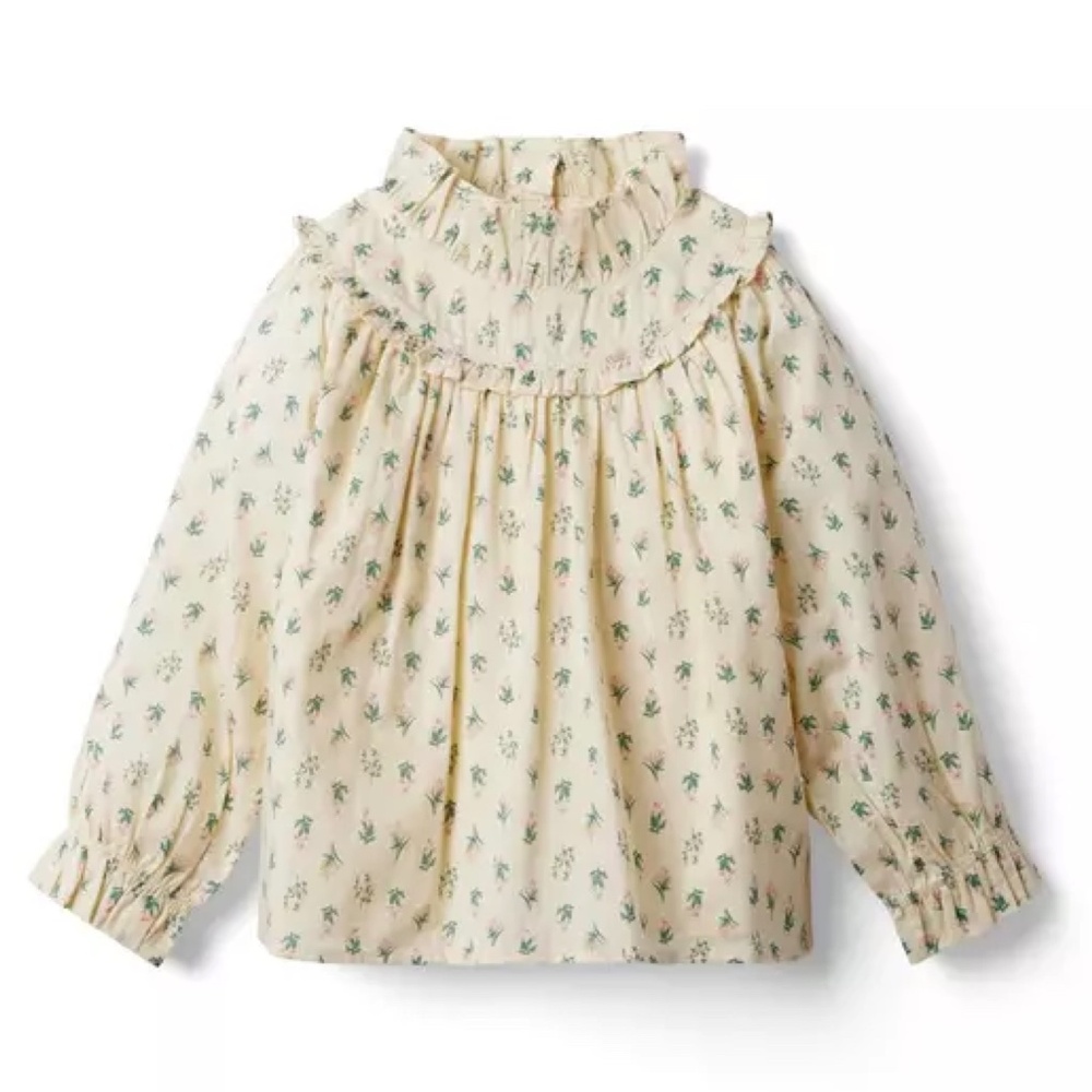 NWT - Janie and Jack - Floral Ruffle Collar long sleeve top - Size 6